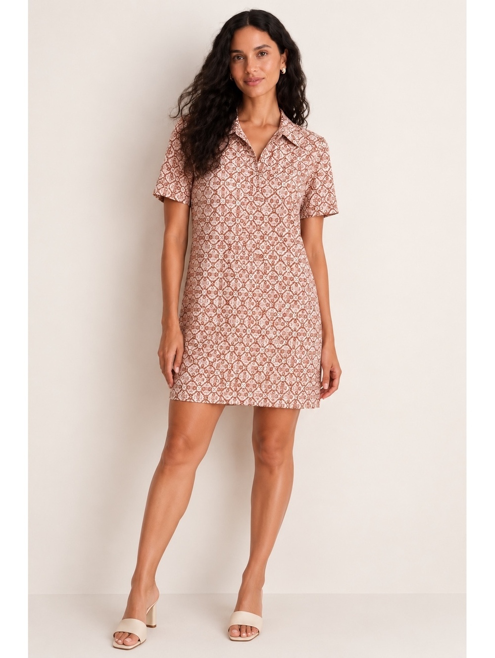 Emerson Fry New York Rust Ivory Jacquard Shift Mini Dress Size 6 NWT Made NYC